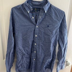 Ralph Lauren Men Button Down, M Blue Checkered